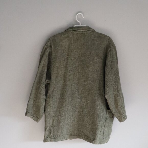 Vntg Margaret Godfrey Bagatelle V-Neck Single Button Canada Green Cotton Blazer - Picture 2 of 12